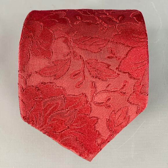 PAUL SMITH Red Burgundy Floral Jacquard Silk Tie - Picture 1 of 5